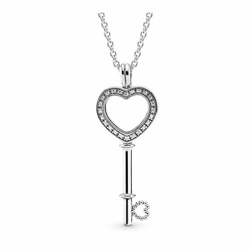 Coliere Pandora Floating Locket Inima Key Argint (Om67guYF)